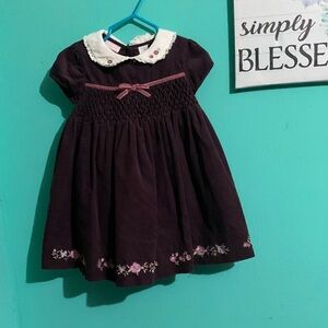 Charming Purple Kids Dress with Floral Embroidery